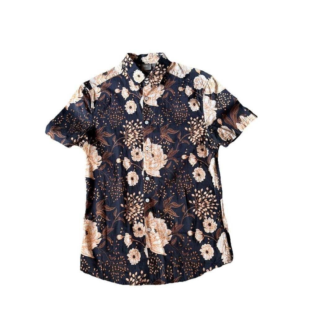 Men's ASOS Button Down - Floral Pattern -Small - Slim Blue Brown White